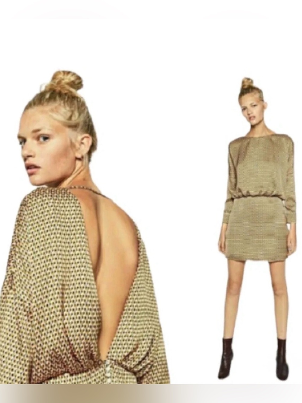 Zara patterned Open-Back Mini Dress